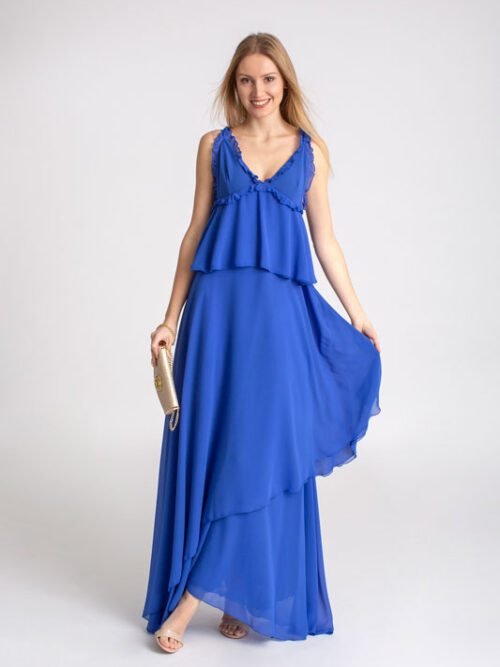 Luxusné dlhé šaty BABYLON - farba kráľovská modrá