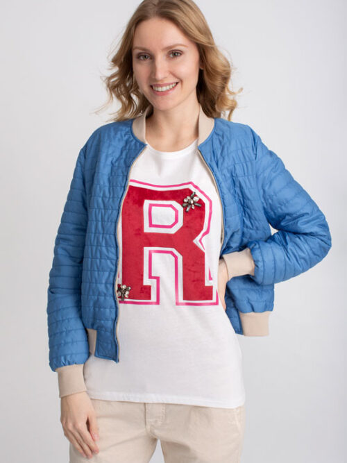 Dámska bombera, krátka bunda PLEASE - farba modrá