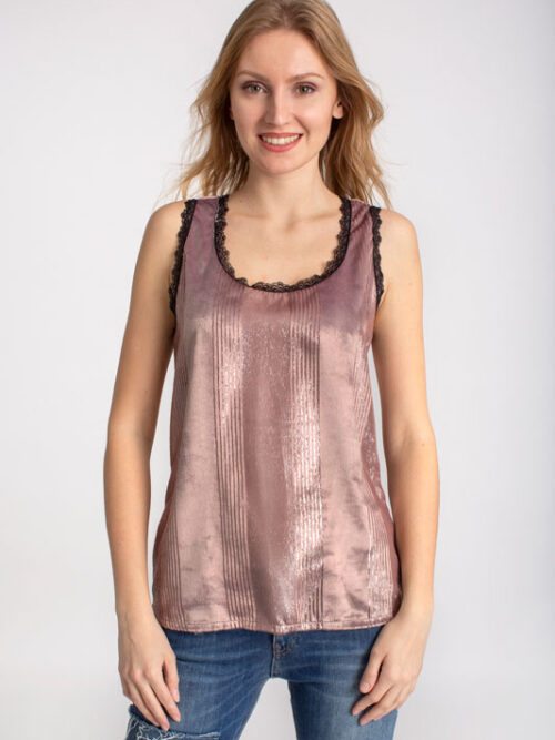 Dámske zamatové tielko top RINASCIMENTO - farba pudrová