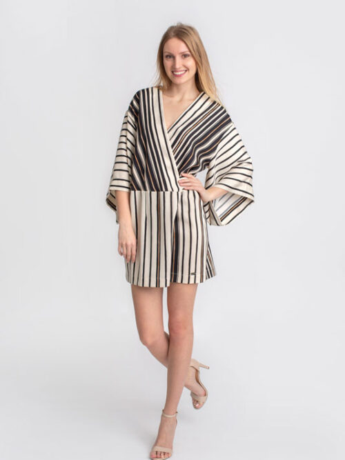 Luxusný nohavicový dámsky overal BABYLON - farba béžovo čierna