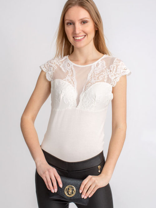 Čipkovaný dámsky top JADEA - farba biela