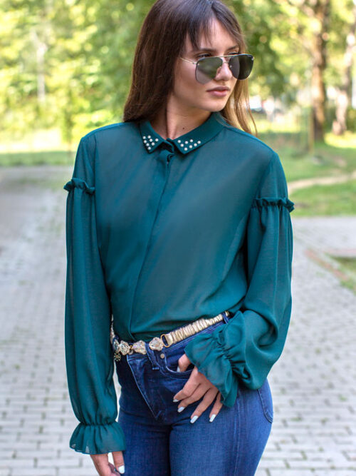 Dámska šifónová blúzka KITANA - farba zelená