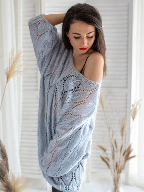 Dámsky sveter BY O LA LA – farba svetlo modrá