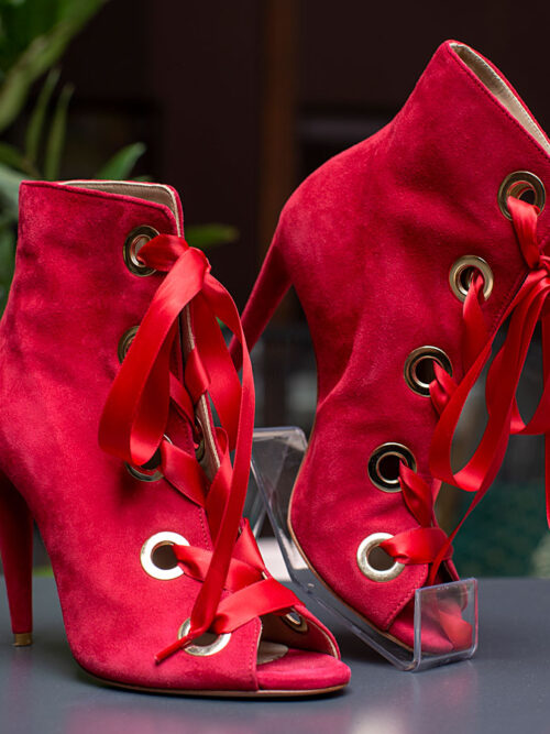 Dámske luxusné kožené kotníčky SPAZIOMODA – farba červená