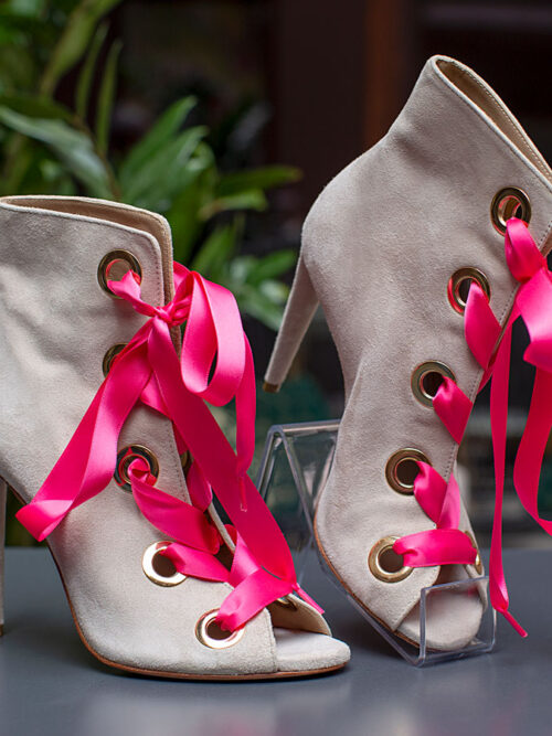 Dámske luxusné kožené kotníčky SPAZIOMODA – farba pudrovo ružová