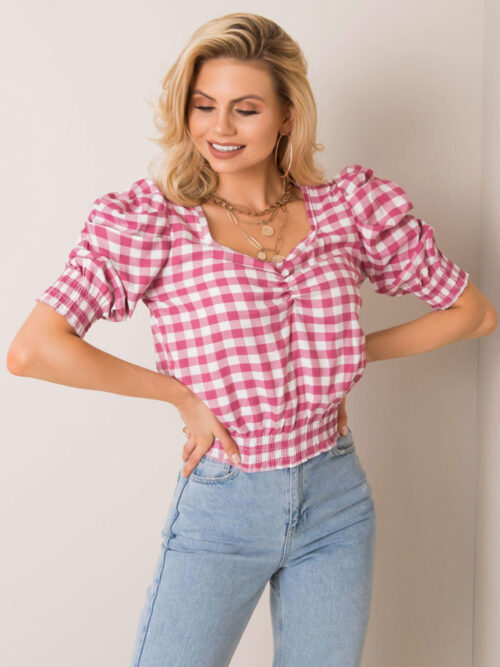 Dámsky top károvaný - farba ružová