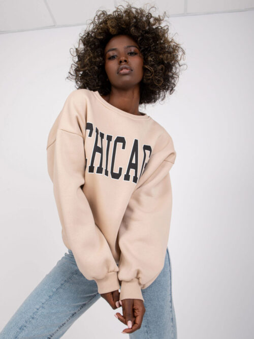 Béžová mikina s nápisom