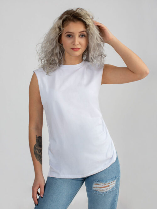 Dámsky top bez rukávov biely